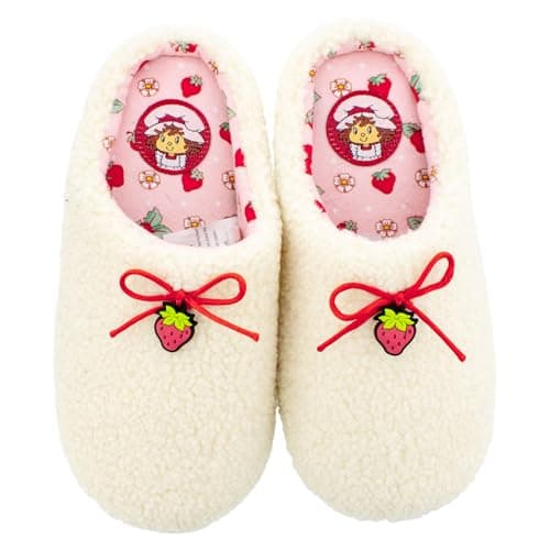 Ground Up Strawberry Shortcake Women's Slippers with Bows (Women's Footware Size, US Footwear Size System, Adult, Women, Alpha, Medium, Medium) - Image 1