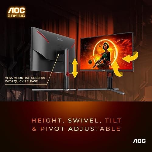 AOC 27 Inch Gaming Monitor QHD 180Hz Mini-LED HDR1000, Q27G3XMN | 3440×1440 Computer Monitor, 0.3ms, HDR400, USB 3.2, DP 1.4, HDMI 2.1, Height Adjustable Stand, Audio Out, VESA Mount thumbnail 6