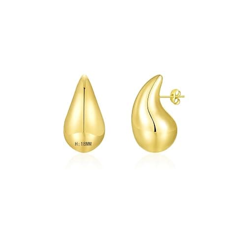 Apsvo Chunky 14K Gold Plated Hoop Earrings for Women, Lightweight Waterdrop Hollow Open Hoops, Hypoallergenic Dupes Earrings - Image 1