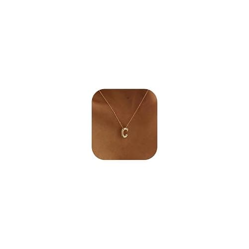 Ewrkbrㅤ Initial Necklaces for Women, 14k Gold Plated Bubble Letter Necklace Chunky Gold Necklace Dainty Charm Initial Necklaces for Women Trendy Custom Preppy Stocking Stuff Necklace Christmas Gifts - Image 1