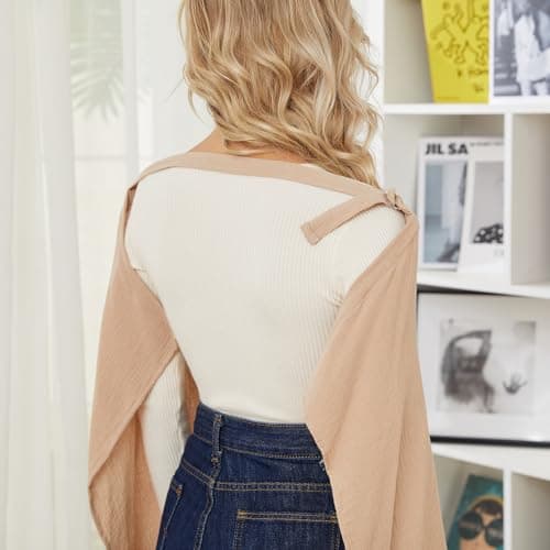 PPOGOO Muslin Nursing Cover for Baby Breastfeeding, Breathable Privacy Nursing Covers for Mom 100% Cotton Breastfeeding Cover with Rigid Hoop for Mother Nursing Apron (Brown) thumbnail 5