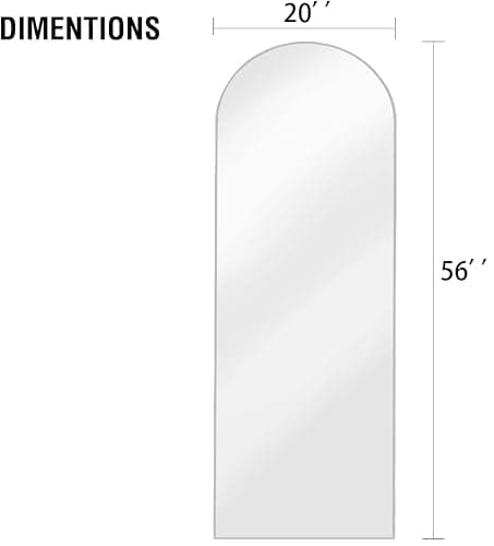 OGCAU Floor Full Length Mirror, 56"x20" Arched Full Body Mirror, White | Aluminum Alloy Frame, Floor, Standing, Hanging, Leaning, Wall Mounted, Suitable for Bedroom, Living Room, Entryway, Cloakroom thumbnail 2
