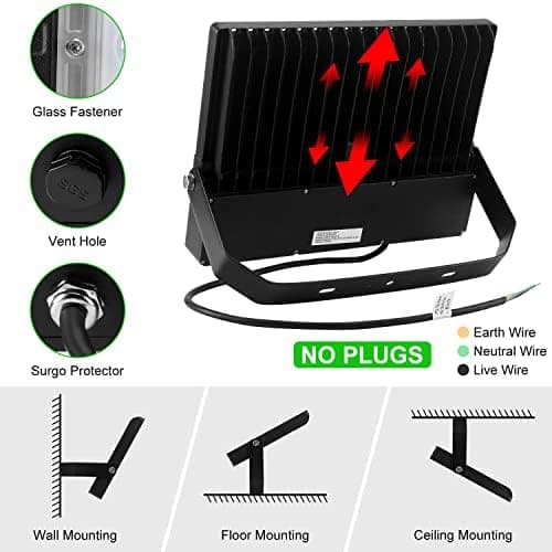 Juyace 240W LED Stadium Lights Outdoor 1500 Watt Equivalent Wider Lighting Angle Led Flood 100-277V 36000LM 5000K Daylight Commercial Arena for Sports Fields and Court (3 Pack) thumbnail 4