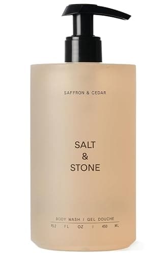 Salt & Stone Body Wash for Women & Men, Saffron & Cedar 15.2 fl oz | Shower Gel, Sulfate-Free, Paraben-Free, Dye-Free, Vegan, Hydrating & Moisturizing with Antioxidants, Vitamin C, Niacinamide - Image 1