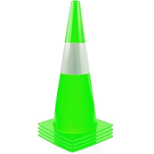 15 inch Traffic Safety Cones with Reflective Collars,[4 Pack]Green Construction Cones| Parking Cones|Road Cones for Parking lot, Driveway, Sport and Driving Training. - Image 1