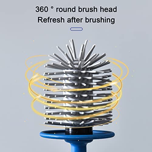 Toilet Brush,Toilet Bowl Brush and Holder with 3 Type Brush(Round Silicone Brush+Flat Silicone Brush+Slit Brush),Toilet Cleaner Brush Clean Every Corner of The Toilet Bathroom Cleaning Bowl Brush Kit thumbnail 4
