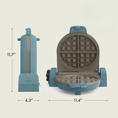 bella Flip-n-Store Waffle Maker, EverGood™ Ceramic Nonstick Coating, Fits-anywhere™ Kitchenware, Power Indicator Light & Touch Handle, 7” Wide & 1" Deep Plates, 1000 Watt, Surf thumbnail 2