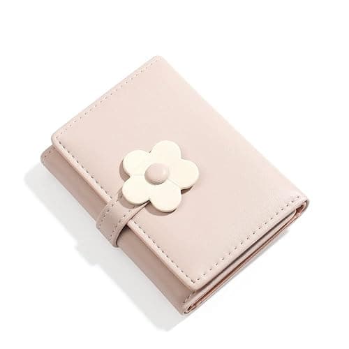 MEISEE Small Wallet for Girls Women Tri-folded Wallet Cash Pocket flowers Print Card Holder Coin Purse with ID Window elegant youthful and cute (2-pink-2) thumbnail 6