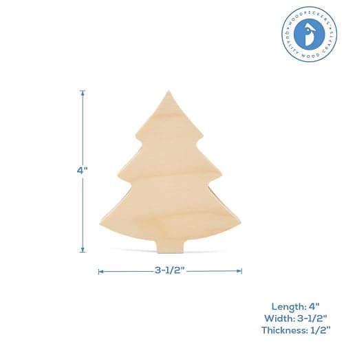 Chunky Christmas Wood Tree Cutout 4-inch, Small Wooden Tree for Crafts, Christmas Table Decor & Tiered Tray, by Woodpeckers thumbnail 6