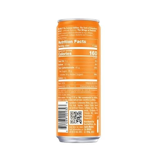 Red Bull Amber Edition Energy Drink, Strawberry Apricot, 114mg Caffeine, 12 fl oz, Pack of 8 Cans thumbnail 2