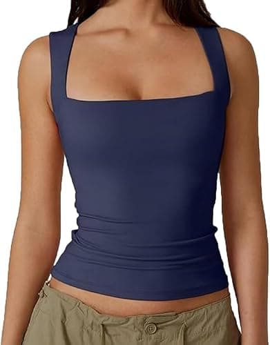 Zovara Tank Top, Square Neck Tank Sleeveless Tight T-Shirts, Women's Soft Breathable Comfortable Fashion Vest - Image 1