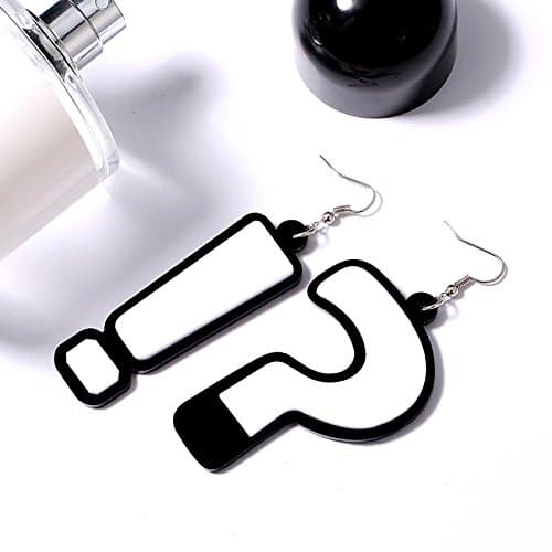 Question Mark and Exclamation Mark Acrylic Big Long dangle Earrings Jewelry for Women Girls Accessories thumbnail 6