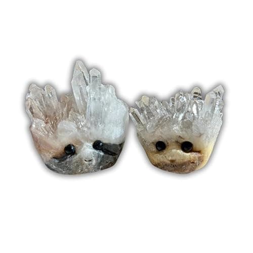 Picki Nicki Natural Punk Rock Quartz Crystals Stones with Cute Faces, Gemstones for Home Decor (Set of 2, Clear Quartz) thumbnail 4
