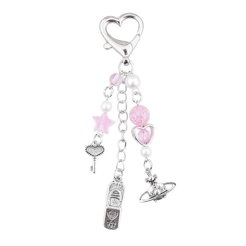 Guqqeuc Y2k Aesthetic Keyring for Car Keys Butterfly Star Keychain for Bag Handbag Y2k Aesthetic Heart Bow Bag Charms for Women Girls - Image 1