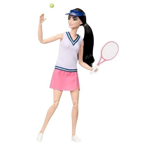 Barbie Careers Fashion Doll & Accessories, Made to Move Tennis Player Wearing Removable Outfit with Racket & Ball, 22 Bendable Joints - Doll thumbnail 2