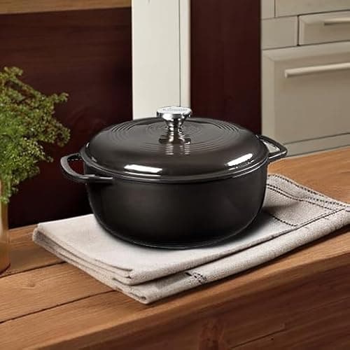Lodge Manufacturing Company EC6D18 Enameled Dutch Oven, 6 qt, Midnight Chrome thumbnail 6