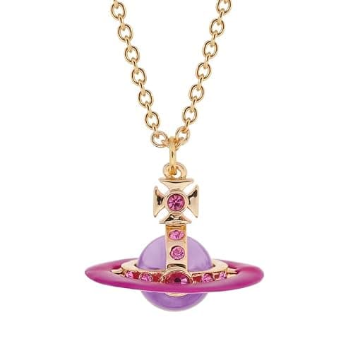 ZHAOZHAO Colorful Saturn Necklace for Women - Gold Light Purple Saturn Pendant - Punk Style - Image 1