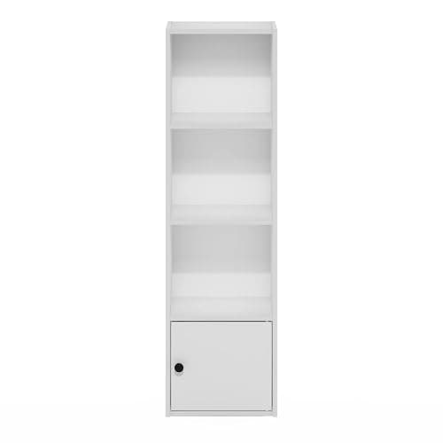 Furinno Luder Shelf Bookcase with 1 Door Storage Cabinet, White thumbnail 8
