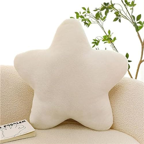 Herfair Kuschelkissen Kinder Sternkissen, Weiche Flauschige Sternform Zierkissen Sofakissen, Plüsch Kissen Dekokissen für Kinderzimmer Schlafzimmer Deko (Weiß,30 cm) - Image 1