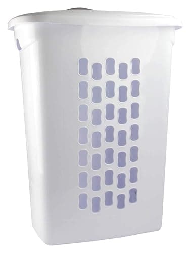 Sterilite Ultra Wheeled Laundry Hamper with Lid, Handle and Wheels for Easy Rolling of Clothes to and from The Laundry Room, Plastic, White, 1-Pack thumbnail 3