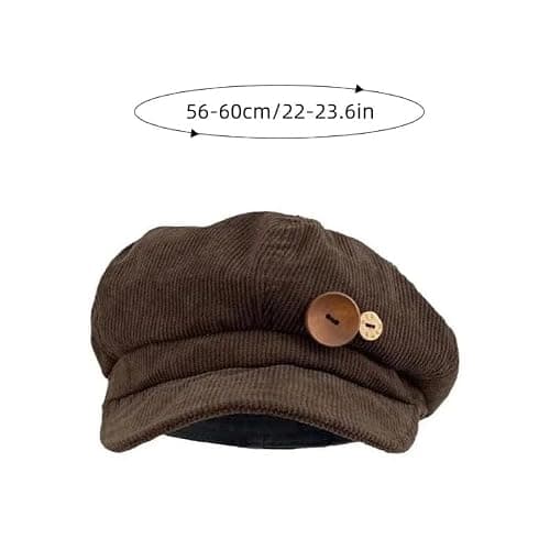 TYATVS Womens Button Baker Boy Hats Y2k Vintage Corduroy Newsboy Hat Whimsy Twee Shoujo 2000s Fall Fashion thumbnail 4