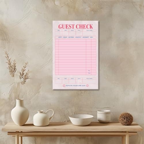 Pink Blank Guest Check Poster Trendy Retro Art Print Vintage Style Wall Art Aesthetic Preppy Art Canvas Posters for College dorm Apartment Decor 8x12inch Framed thumbnail 4