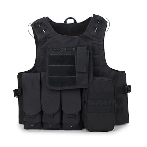 QMFIVE MOLLE RRV Assault Combat Vest with pouch/Traning Protective Security Vest for Tactical Hunting Airsoft Outdoor - BK - Image 1