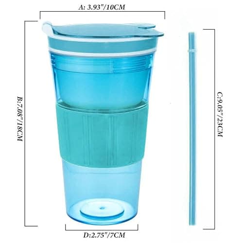 CaySep Women Men Snack and Drink Cup Kid's Combo All-in-One Tumbler for On-The-Go (Blue Pack of 1) thumbnail 2