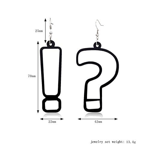 Question Mark and Exclamation Mark Acrylic Big Long dangle Earrings Jewelry for Women Girls Accessories thumbnail 2