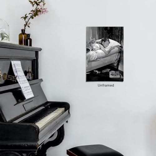 Vintage Black And White Wall Art Audrey Hapburn Sleeping Poster Home Room Wall Decor-Museum Quality Photo Art Canvas Prints Pictures For Bathroom Bedroom Decor thumbnail 4