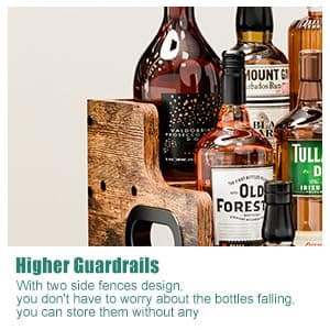 KLM Liquor Bottle Display Shelf, Coffee Syrup Rack Organizer, 3 Step Countertop Liquor Wine Rack, mini bar,liquor cabinet, Home Retro Bar Shelf Stand for Liquor Whiskey, Spirits thumbnail 8