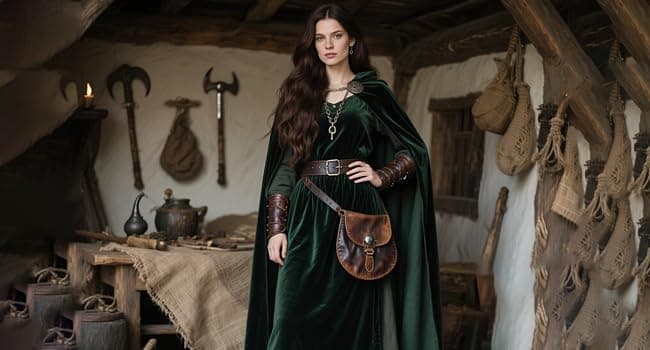 L'VOW Medieval Velvet Hooded Cape Renaissance Cloak with Brooches | for Elf, Wizard Cosplay, Halloween, Viking, LARP, Fantasy, Women Men Ren Faire Costume thumbnail 6