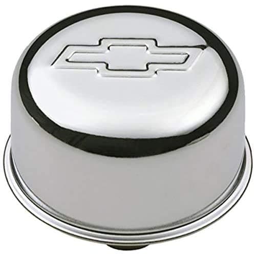 Proform Breather, Push-In, Round, 1-1/4 in Hole, Chevy Bowtie Logo, Steel, Chrome, Each thumbnail 2