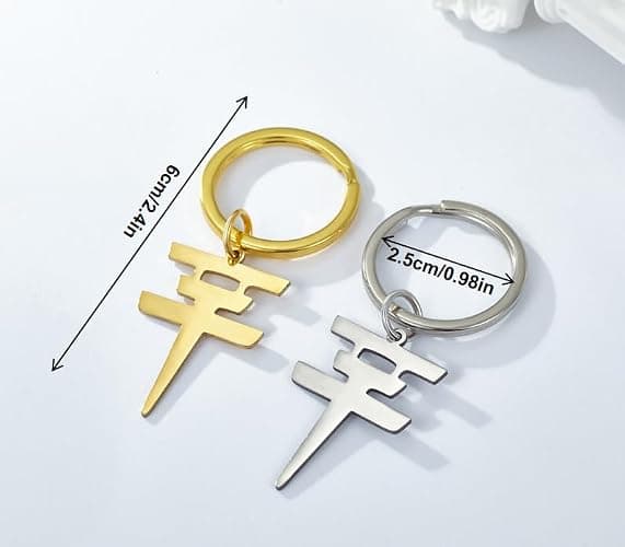 ZENRUIMING Tokyo Hotel-Schlüsselanhänger, Edelstahl, Motiv: Tokio Hotel, Rockband-Musik, Metallfigur, Tokio Hotel, Gold, Stahl, 6,2 x 2 cm, 2 Stück, Gold und Stahl, 6.2*2cm/2.44*0.78in thumbnail 4