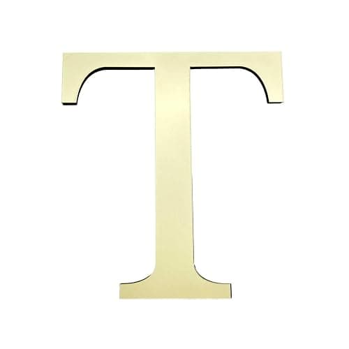 HXymxkeqi Large 3D Raised Letter Wall Stickers, 20cm 7.87inch Acrylic Alphabet Decals, Self-Adhesive Home Decor Letters for Living Room, Bedroom, Office, DIY, Light Gold (T, Light Gold) - Image 1
