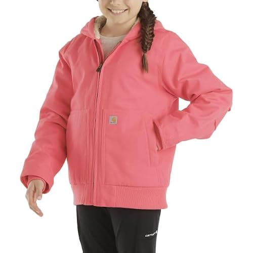 Carhartt Girls Zip Front Flannel Quilt Lined Hooded Active Jac thumbnail 4