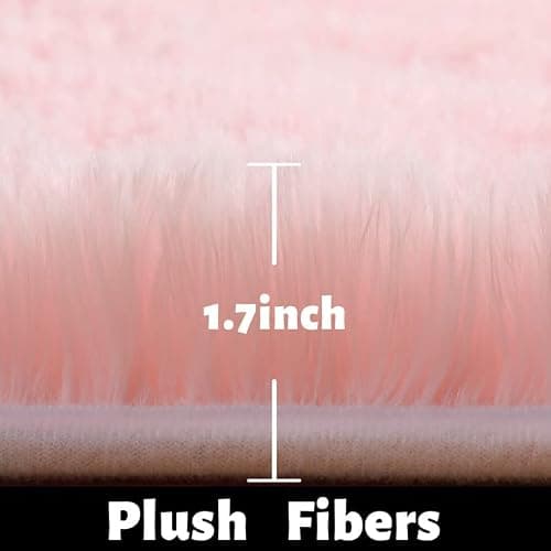 Light Pink Area Rugs for Bedroom Girls, Living Room Decor, Fluffy Fuzzy Plush Shag Rug 4x6 for Kids Room, Soft Cute Aesthetic Floor Fur Carpet for Baby, Toddler, Teen, Nursery, Preppy Dorm, Playroom thumbnail 2