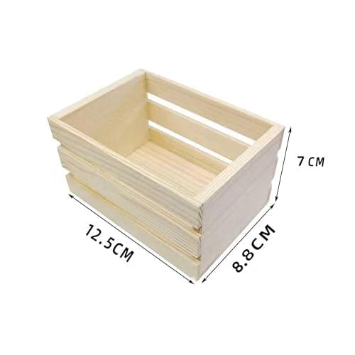 Teensery Small Wooden Crates Decorative Farmhouse Wood Box Mini Storage Basket Container for Home Office Classroom Bedroom Kitchen, 1 Piece (4.92 x 3.46 x 2.76 Inch) thumbnail 3