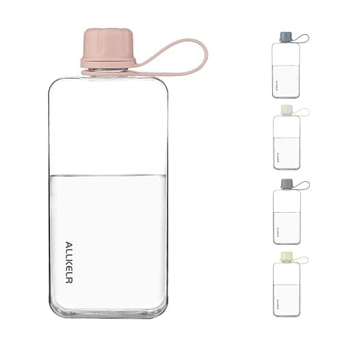 ALLKELR Portable Flat Water Bottle,BPA Free Reusable Tritan Plastic Travel Water Bottle Cup,Lightweight Leakproof Slim Water Bottles Fits Purse,Backpacking,Hiking (Pink, 13.5 oz) thumbnail 4