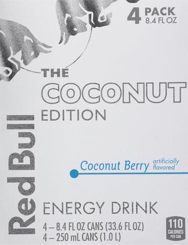 Red Bull Coconut Edition Energy Drink, Coconut Berry, with 80mg Caffeine plus Taurine & B Vitamins, 8.4 Fl Oz, Pack of 8 Cans thumbnail 2