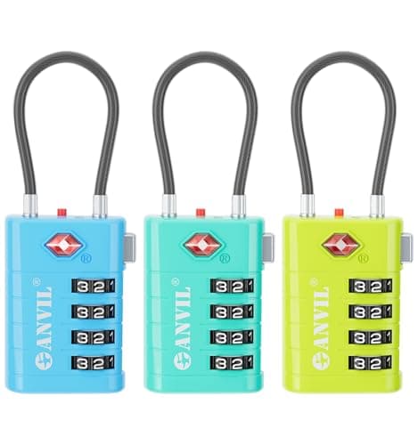 ANVIL TSA Approved Luggage Locks with Search Alert Indicator, 4-Digit Combination Suitcase Lock, Advanced TSA008 Core Heavy Duty Anti-Theft Travel Lock for Double Zippers, Backpacks - Image 1