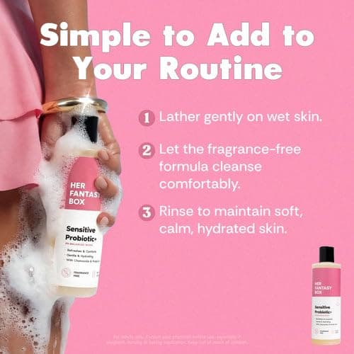 Her Fantasy Box | Sensitive Probiotic+ Gentle Cleanser – Fragrance-Free, pH Balanced Body Wash with Chamomile & Probiotic Lysates, Vegan & Cruelty Free, 8 oz thumbnail 2