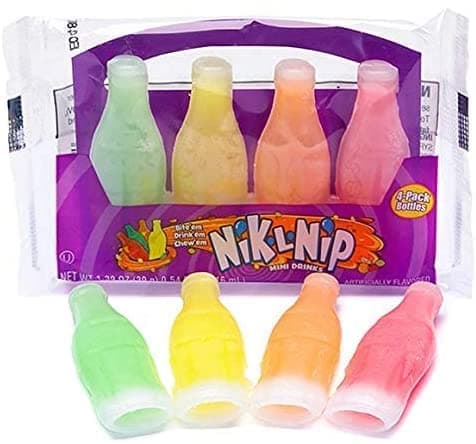 Nik-L-Nip Wachsflaschen | 39g | Kult-Süßigkeit mit fruchtiger Füllung | 4 Stück pro Packung | TikTok - Image 1