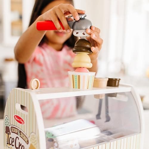 Melissa & Doug Wooden Scoop & Serve Ice Cream Counter, Pretend Play Store, 28 Toy Food & Play Kitchen Accessories, Preschool Toys for Girls & Boys 3+ thumbnail 2