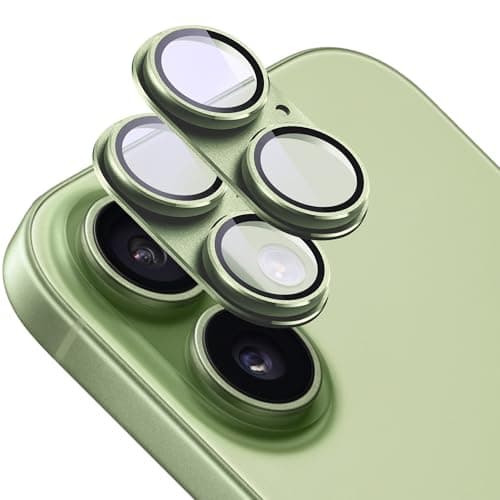 SHANG PIN JIA 2 Pack Camera Lens Protector for iPhone 17,[Not Easy to Breakn ] AR Tempered Glass Strong Adsorption Metal Camera Cover Screen-Light Green - Image 1