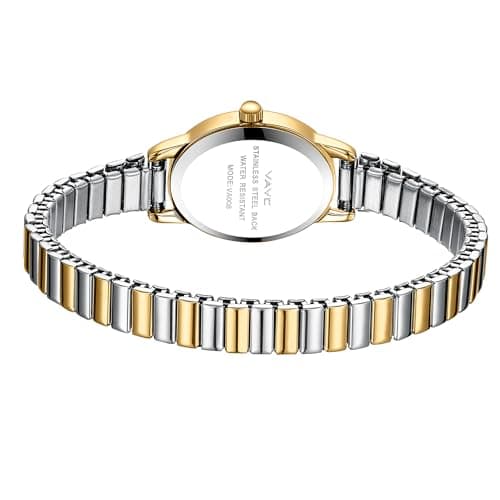 VAVC Gold Watches for Women,Analog Womens Watch with Stainless Steel Expansion Band,Oval Case Roman Dial,Water Resistant（5.91in-6.7in） thumbnail 3