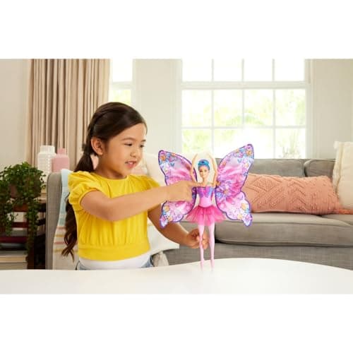 Barbie Dance and Flutter Doll with 2-in-1 Transformation from Dancer to Butterfly with Opening Wings, Purple Hair, Headpiece & Removable Tutu thumbnail 6