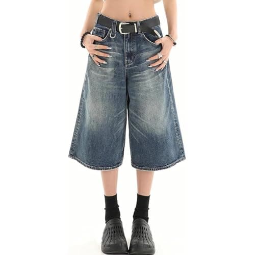 Y2k Baggy Jean Shorts Jorts Y2k Hip Hop Shorts Skater Jeans Grunge Jorts Aesthetic Cropped Pants - Image 1
