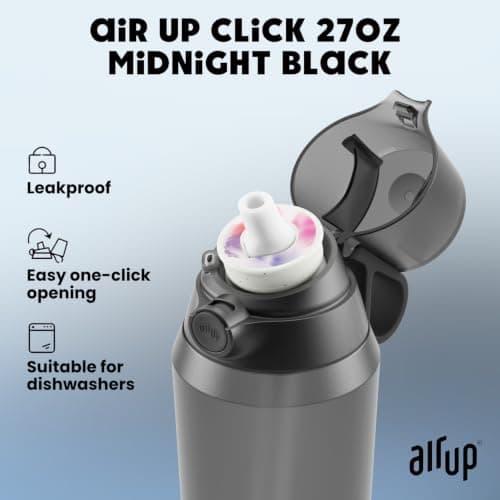 air up water bottle (27oz) original starter set in Midnight Black with pods in 5 flavors | drinking bottle with sugar-free flavoring | dishwasher-safe, BPA-free thumbnail 2
