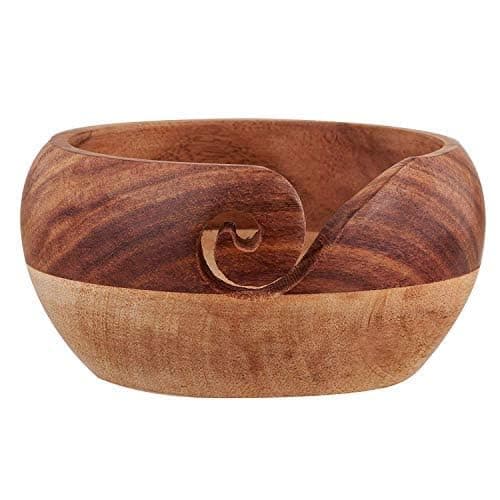 Eximious India Christmas Gifts Wooden Yarn Bowl Knitting Bowl Large Crochet Yarn Holder Handmade Crocheting Accessories and Supplies Organizer 7 x 3 (Two Tone) thumbnail 4